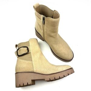 Blondo Dahlia Waterproof Lug Sole Tan Suede Boots size 8.5